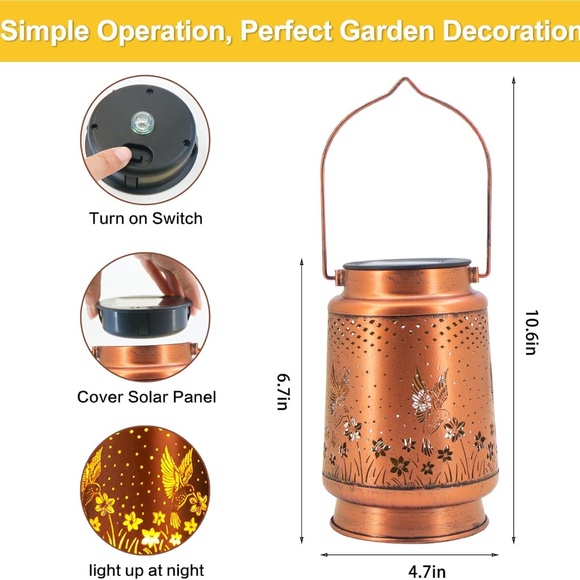 Solar Lanterns Outdoor Waterproof Garden Decor Hanging LED Decorative Light for - Picture 4 of 6